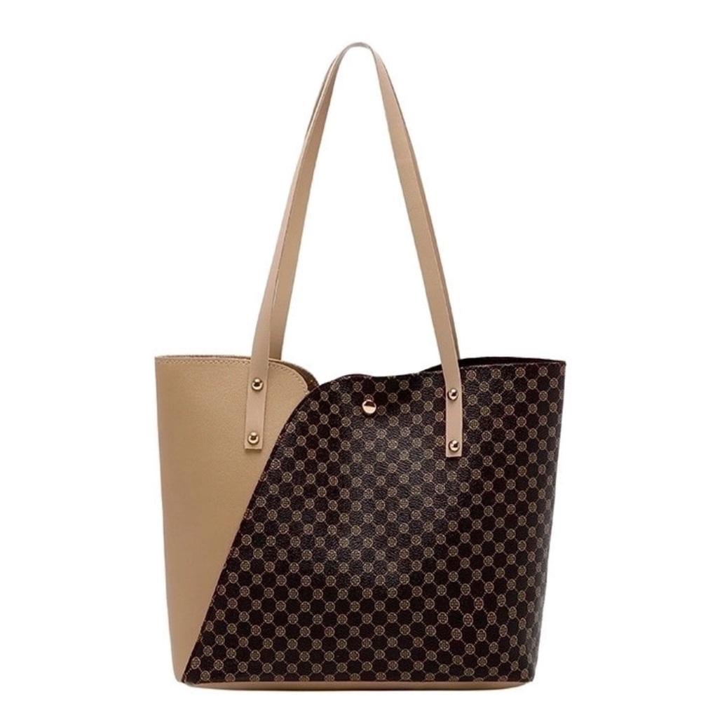 Designer Two-Tone Tote Bag great for traveling very durable fu leather